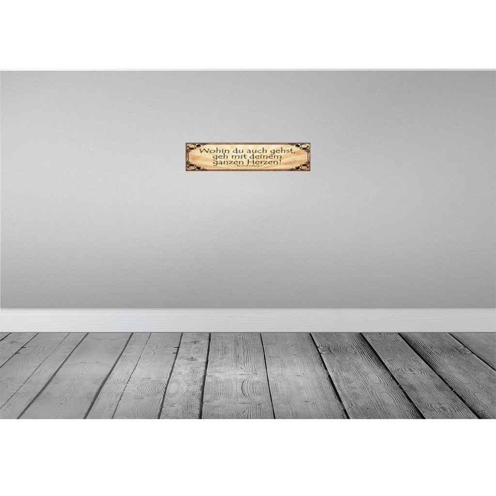 [LA-129507] Blechschild 10x46 cm Wohin du gehst geh mit Herzen Spruch Zitat Bild 2