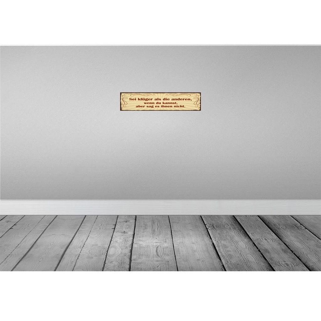 [LA-129510-H] Holzschild 10x46 cm Sei klüger aber sag es nicht Bild 2