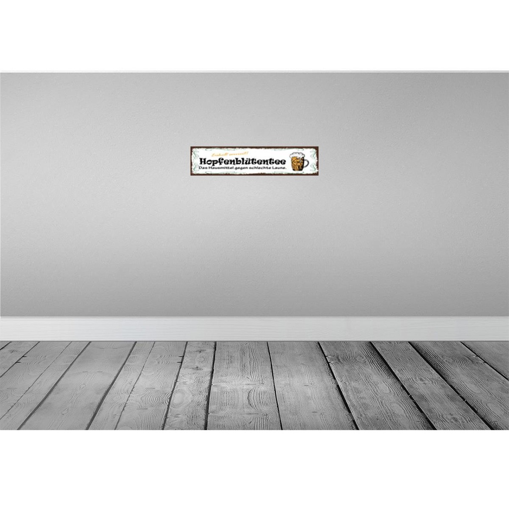 [LA-129590-H] Holzschild 10x46 cm Bier Hopfenblütentee Hausmittel Bild 2