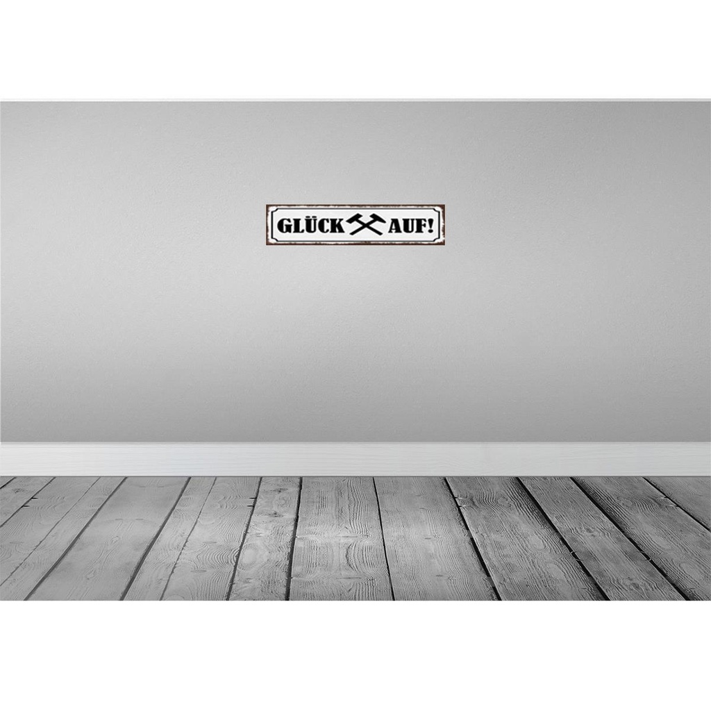 [LA-129607] Blechschild 10x46 cm Glück auf Hammer Bergbau Witz Humor Lustig Spaß Bild 2