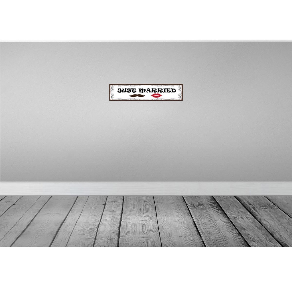[LA-129624] Blechschild 10x46 cm Just married Ehepaar Bild 2
