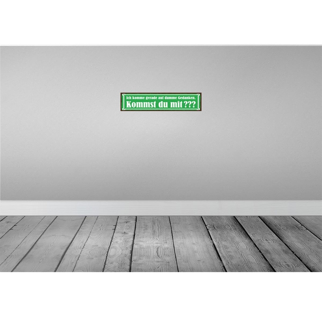 [LA-129634-H] Holzschild 10x46 cm Kommst du mit auf dumme Gedanken Bild 2