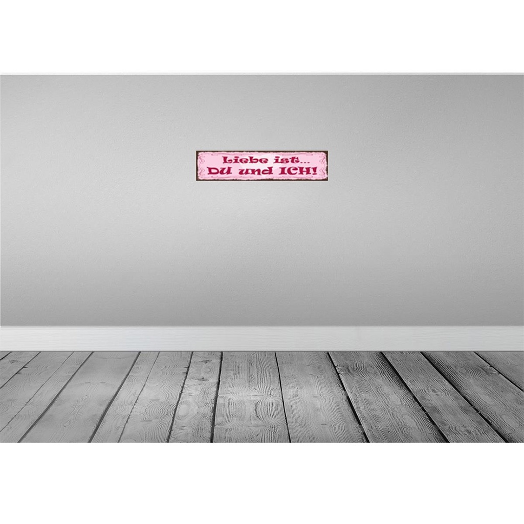 [LA-129647] Blechschild 10x46 cm Liebe ist Du und Ich Herz Bild 2