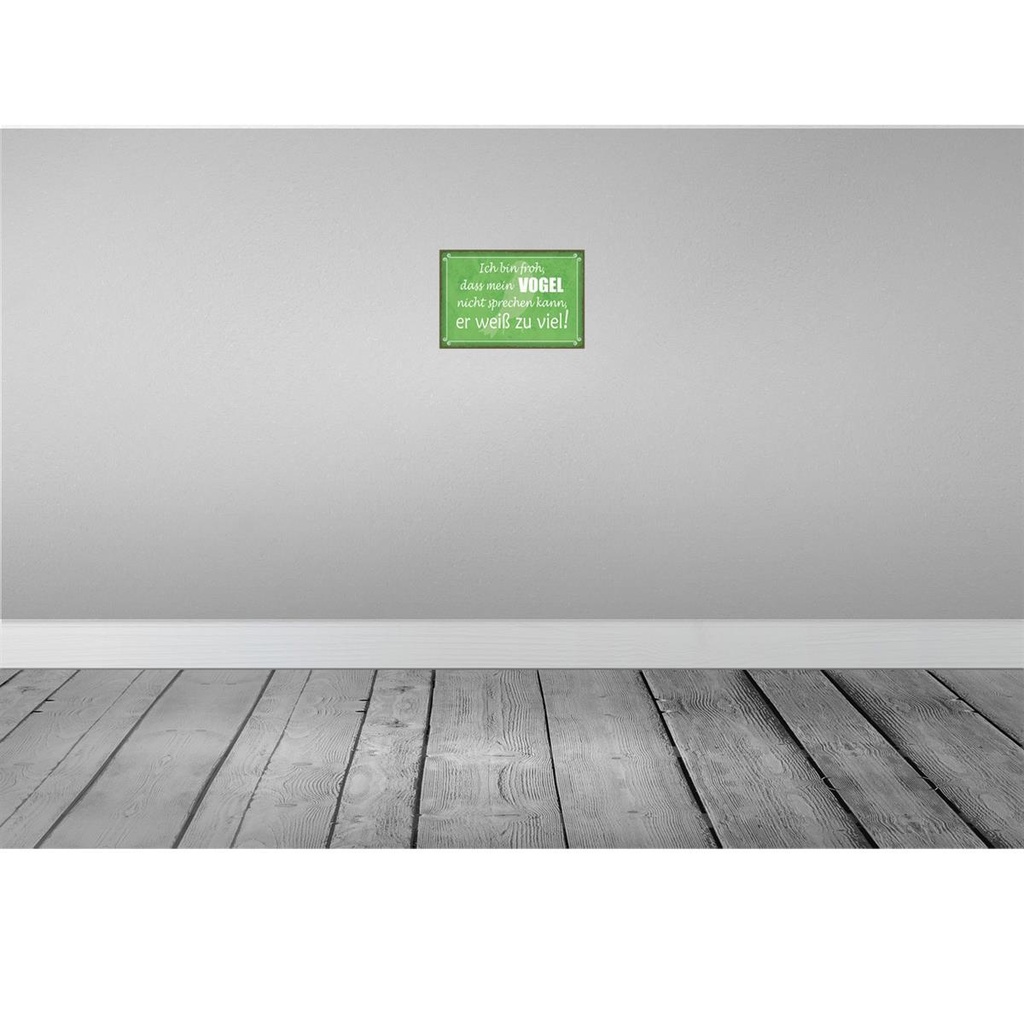 [LA-129715-H] Holzschild 20x30 cm froh mein Vogel nicht sprechen Bild 2