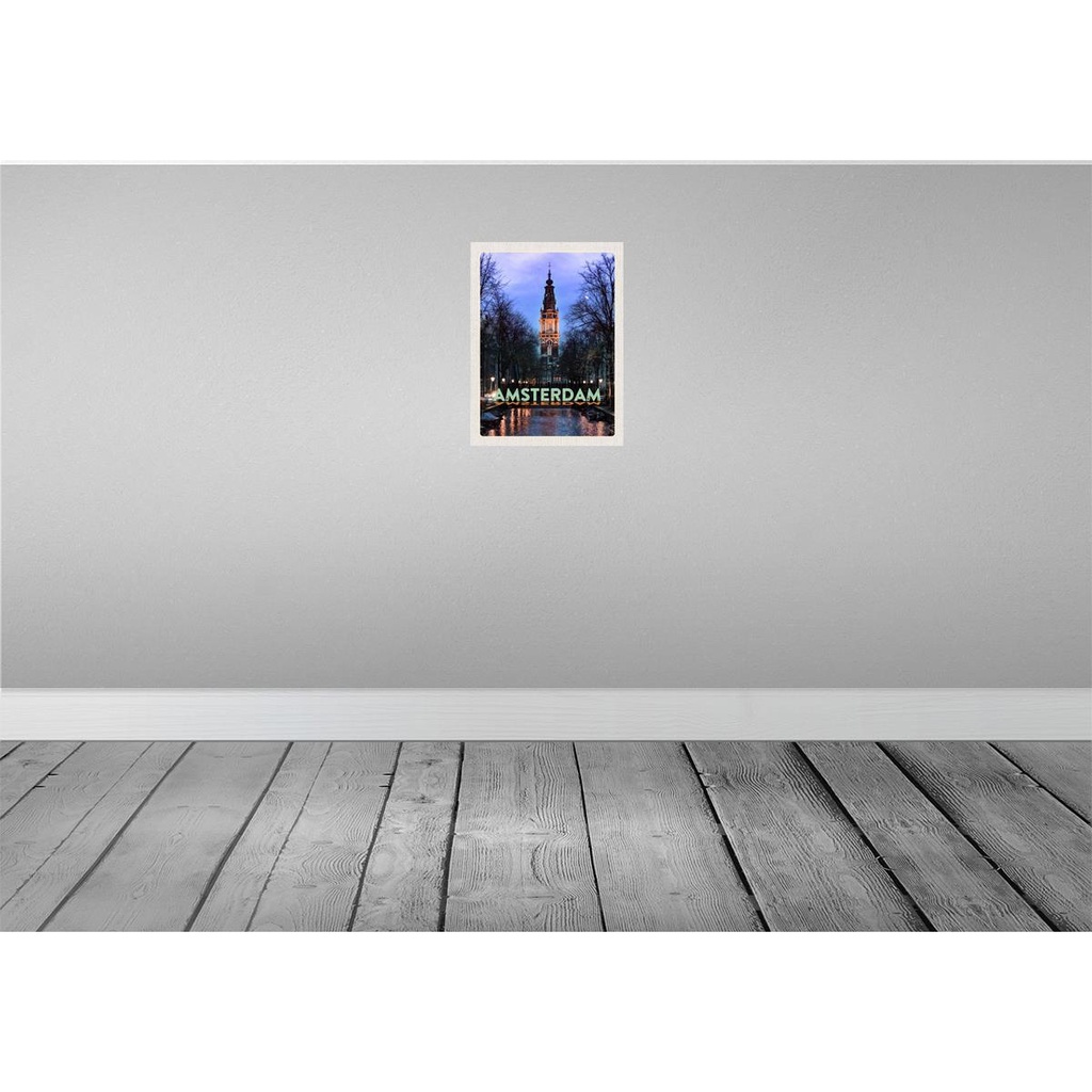 [LA-129741-H] Holzschild 30x20 cm Amsterdam Reiseziel Munt Tower Bildmotiv Reisemotiv Abenteuer Reisen Bild 2