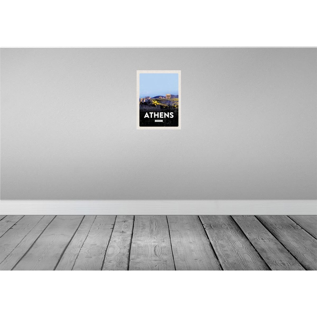 [LA-129748-H] Holzschild 30x20 cm Retro Athens Greece Bildmotiv Reisemotiv Abenteuer Reisen Bild 2