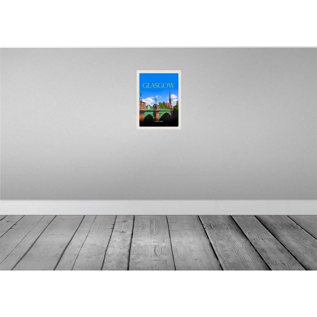 [LA-129794-H] Holzschild 30x20 cm Glasgow Scotland Hafenstadt Bildmotiv Reisemotiv Abenteuer Reisen Bild 2