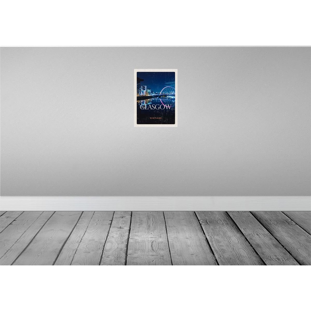 [LA-129797-H] Holzschild 30x20 cm Glasgow Scotland Retro Hafenstadt Bildmotiv Reisemotiv Abenteuer Reisen Bild 2