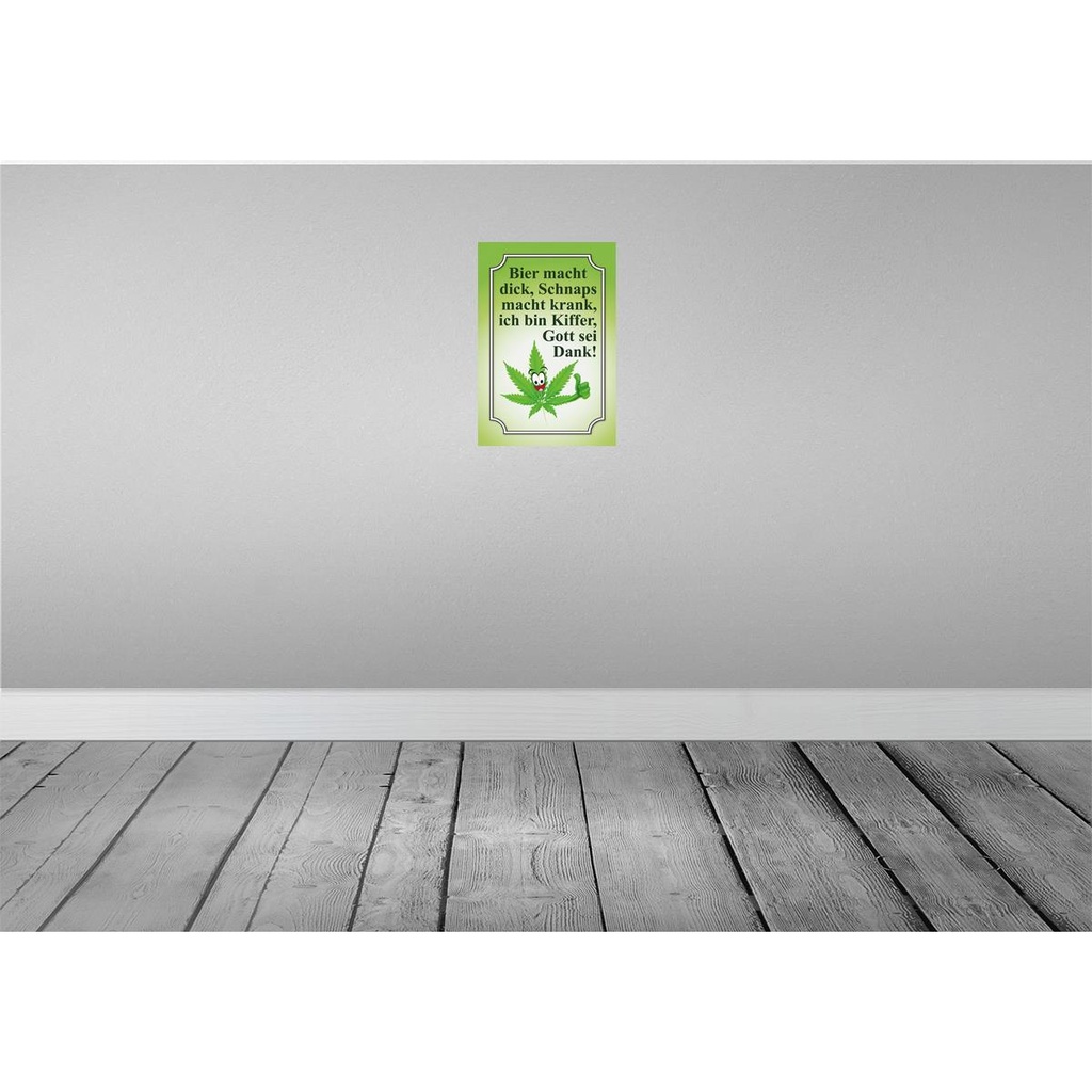 [LA-129830-H] Holzschild 30x20 cm Bier macht dick Schnaps krank Bild 2