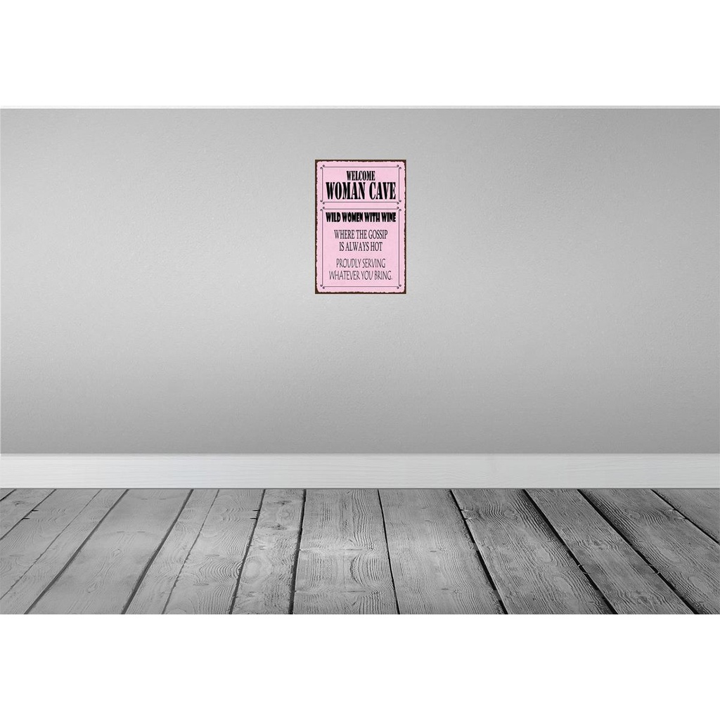 [LA-129860-H] Holzschild 30x20 cm welcome woman cave wild women Wine Bild 2