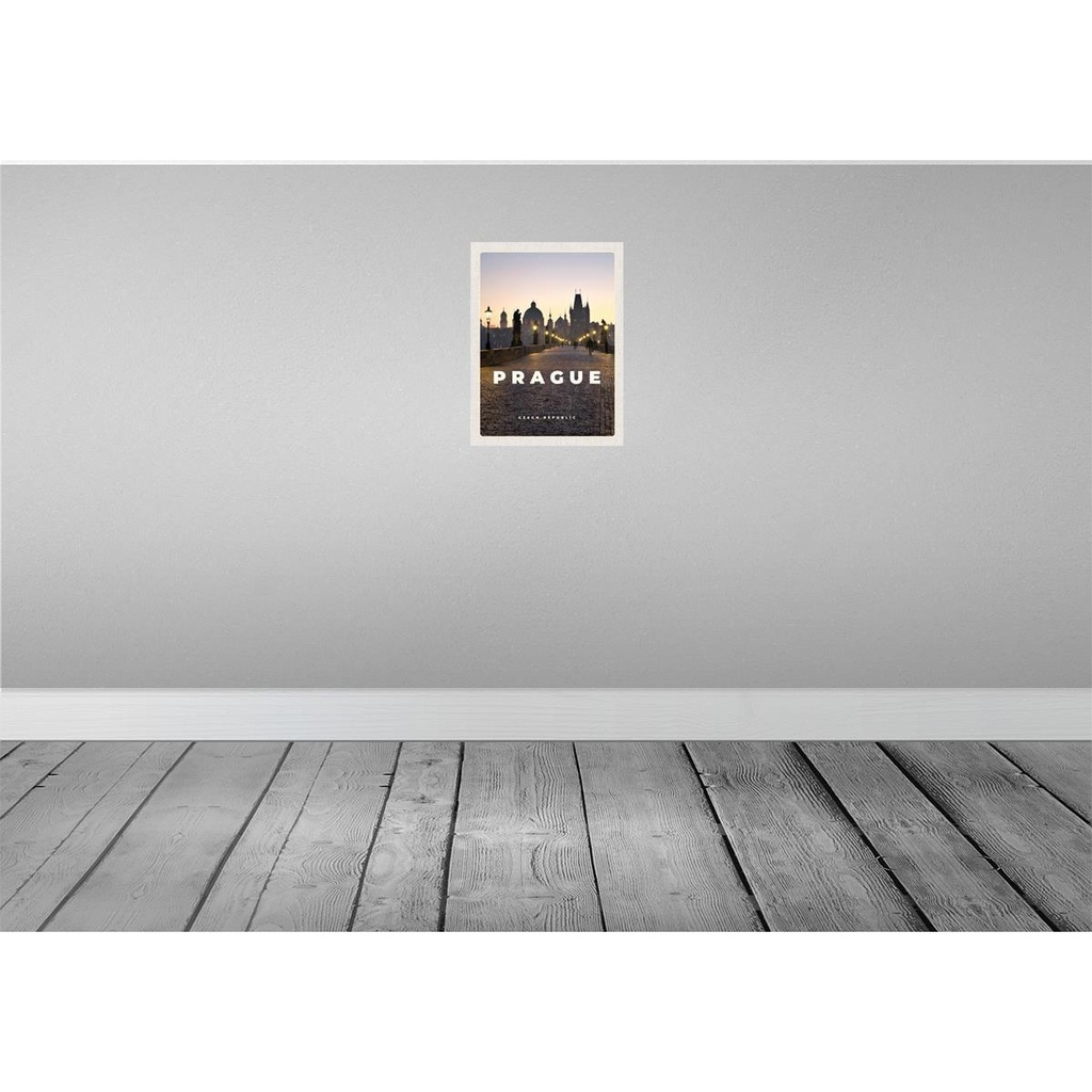 [LA-129872-H] Holzschild 30x20 cm Prague Tschechien Sonnenuntergang Bildmotiv Reisemotiv Abenteuer Reisen Bild 2