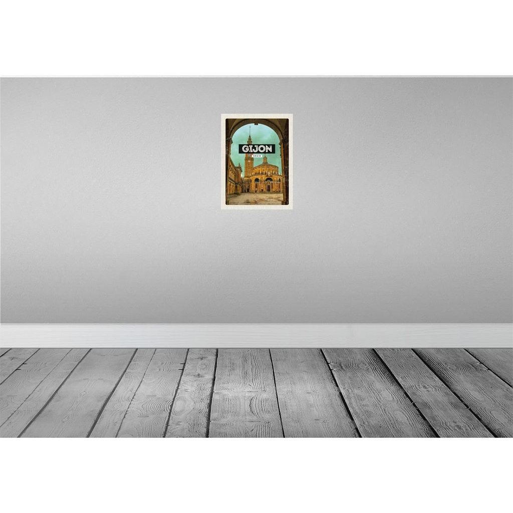 [LA-129915-H] Holzschild 30x20 cm Retro Gijon Spain Universidad Laboral Bildmotiv Reisemotiv Abenteuer Reisen Bild 2