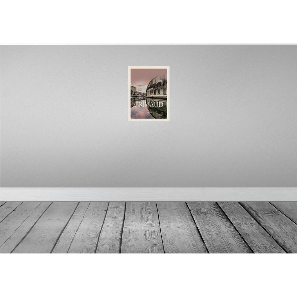 [LA-129919-H] Holzschild 30x20 cm Grimaud France Panorama Bild Bildmotiv Reisemotiv Abenteuer Reisen Bild 2