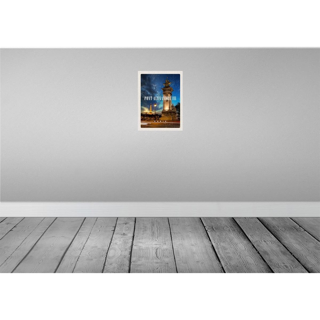 [LA-129943] Blechschild 30x20 cm Pont Alexandre Urlaub III Paris Brücke Nacht Bildmotiv Reisemotiv Abenteuer Reisen Bild 2