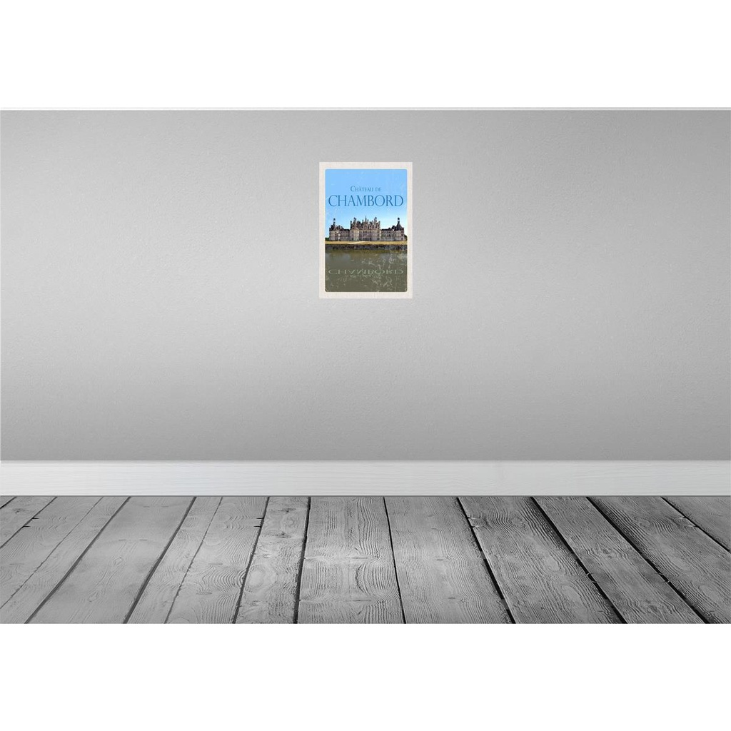 [LA-129984-H] Holzschild 30x20 cm Chateau de Chambord Schloss Retro Bildmotiv Reisemotiv Abenteuer Reisen Bild 2