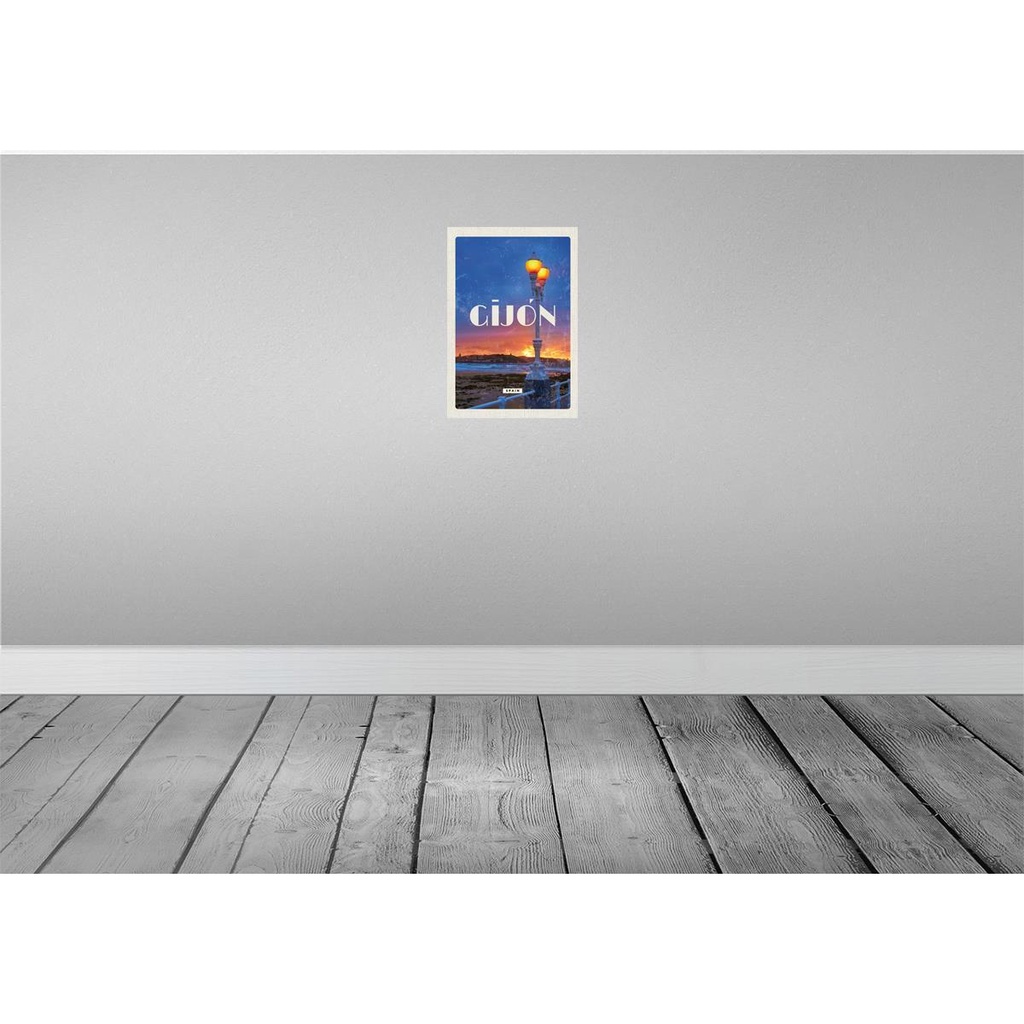 [LA-129992] Blechschild 30x20 cm Gijon Spain Sonnenuntergang Meer Bildmotiv Reisemotiv Abenteuer Reisen Urlaub Bild 2
