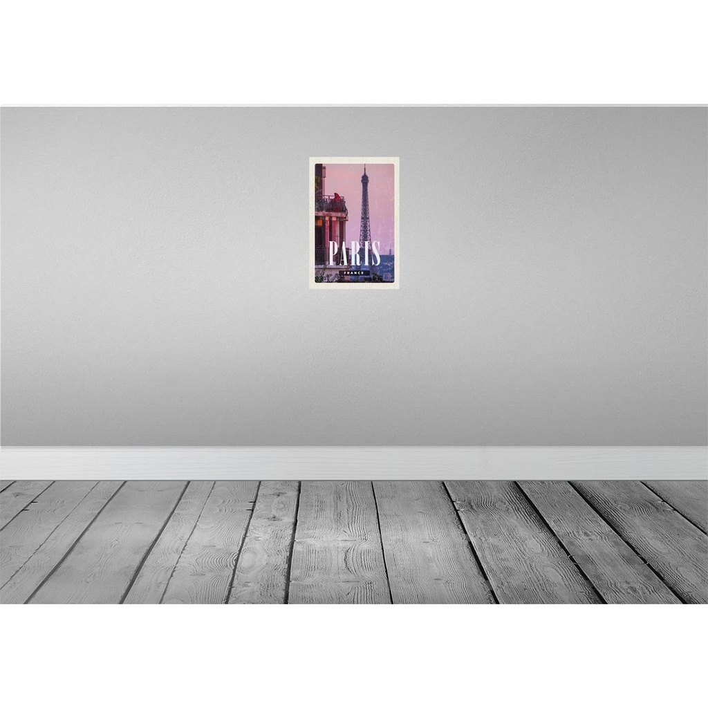 [LA-130016-H] Holzschild 30x20 cm Paris France Sonnenuntergang Turm Bildmotiv Reisemotiv Abenteuer Reisen Bild 2
