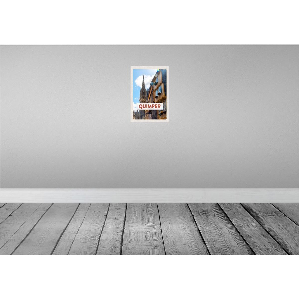 [LA-130072-H] Holzschild 30x20 cm Quimper France Kathedrale Bildmotiv Reisemotiv Abenteuer Reisen Bild 2