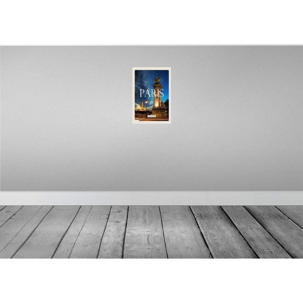 [LA-130104-H] Holzschild 30x20 cm Paris France Eiffelturm Nacht Retro Bildmotiv Reisemotiv Abenteuer Reisen Bild 2