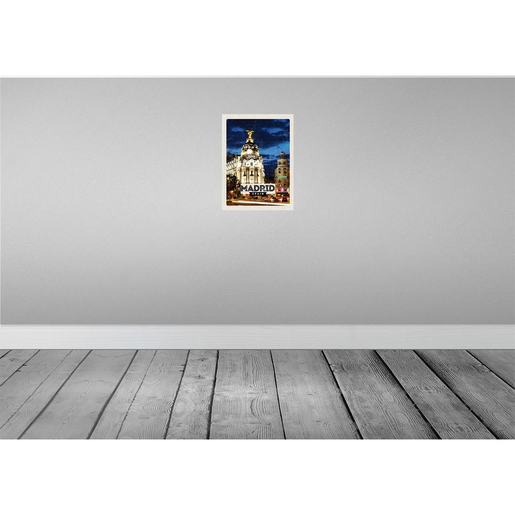 [LA-130166] Blechschild 30x20 cm Madrid Spain Retro Nacht Poster Bildmotiv Reisemotiv Abenteuer Reisen Urlaub Bild 2