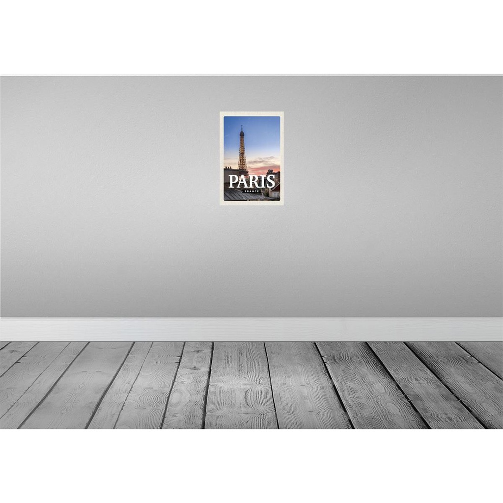 [LA-130171-H] Holzschild 30x20 cm Paris France Sonnenuntergang Bildmotiv Reisemotiv Abenteuer Reisen Bild 2