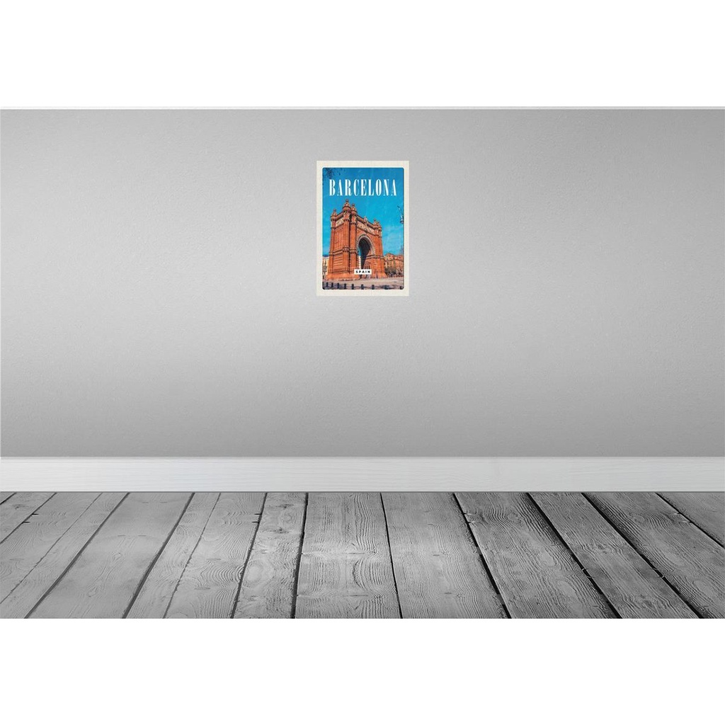 [LA-130186-H] Holzschild 30x20 cm Barcelona Spain Architektur Retro Bildmotiv Reisemotiv Abenteuer Reisen Bild 2