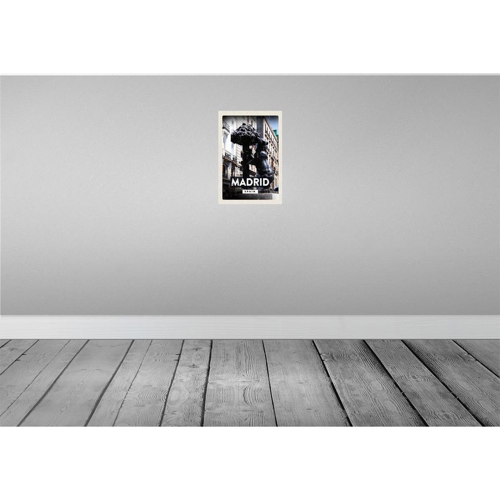 [LA-130205-H] Holzschild 30x20 cm Madrid Spain Statue des Bären Bildmotiv Reisemotiv Abenteuer Reisen Bild 2