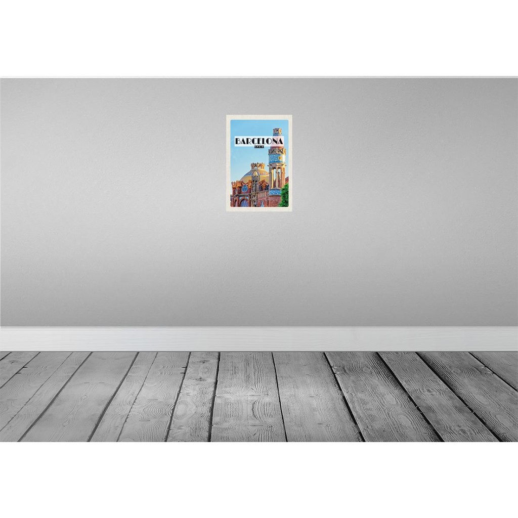 [LA-130225-H] Holzschild 30x20 cm Barcelona Reiseziel Mosaikstil Bildmotiv Reisemotiv Abenteuer Reisen Bild 2