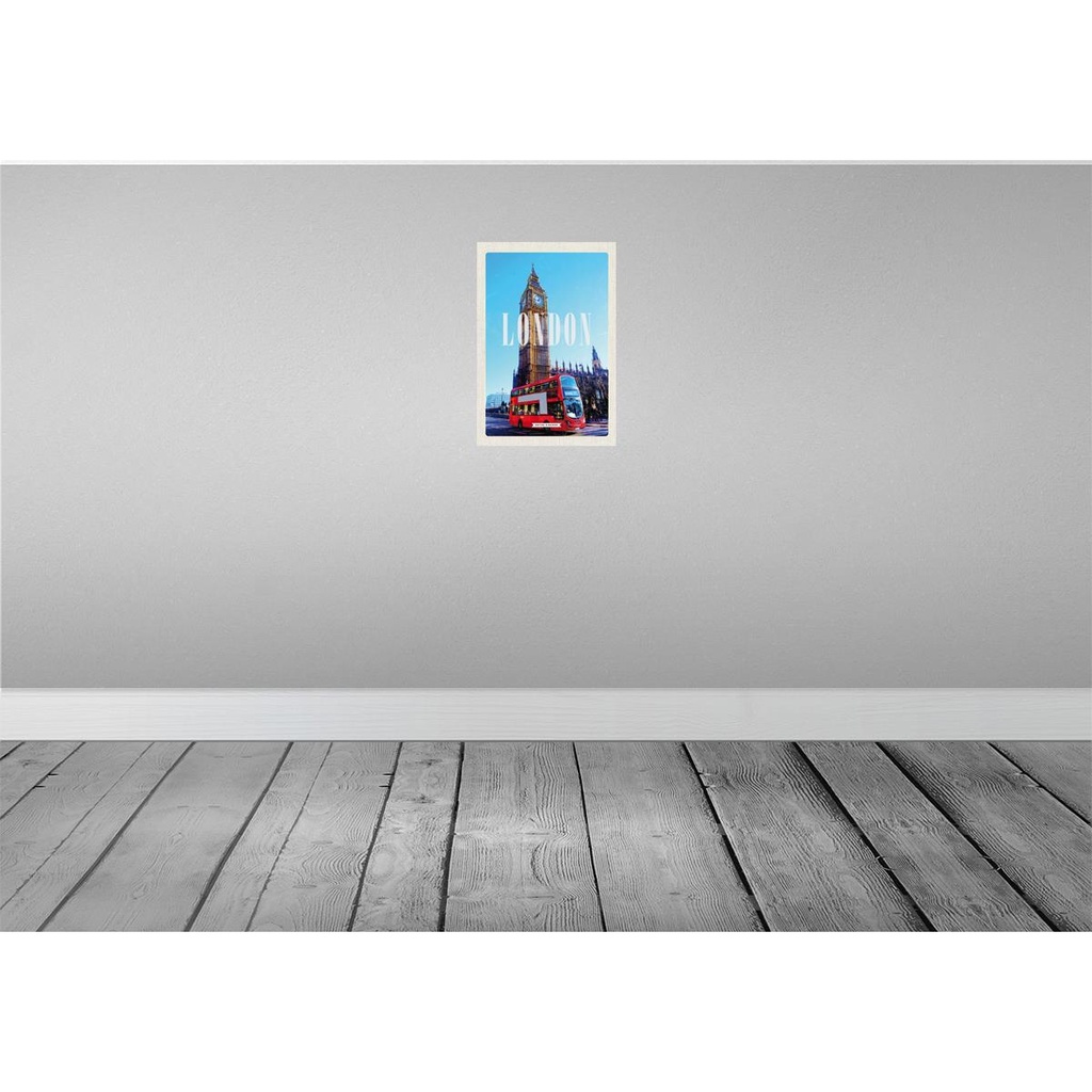 [LA-130231-H] Holzschild 30x20 cm London red Reisen Bus roter Big Ben Bildmotiv Reisemotiv Abenteuer Bild 2