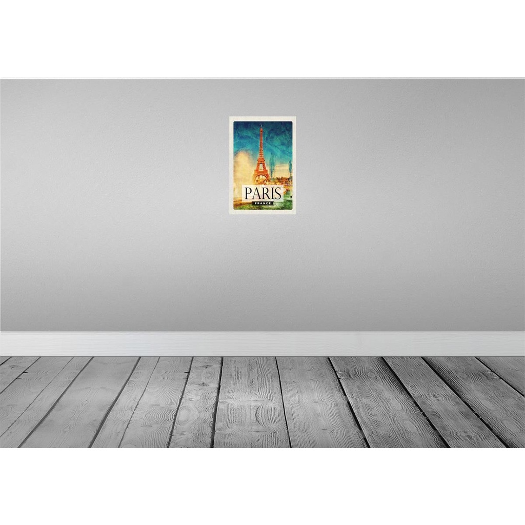 [LA-130243-H] Holzschild 30x20 cm Paris Frankreich Eiffelturm Kunst Bild 2