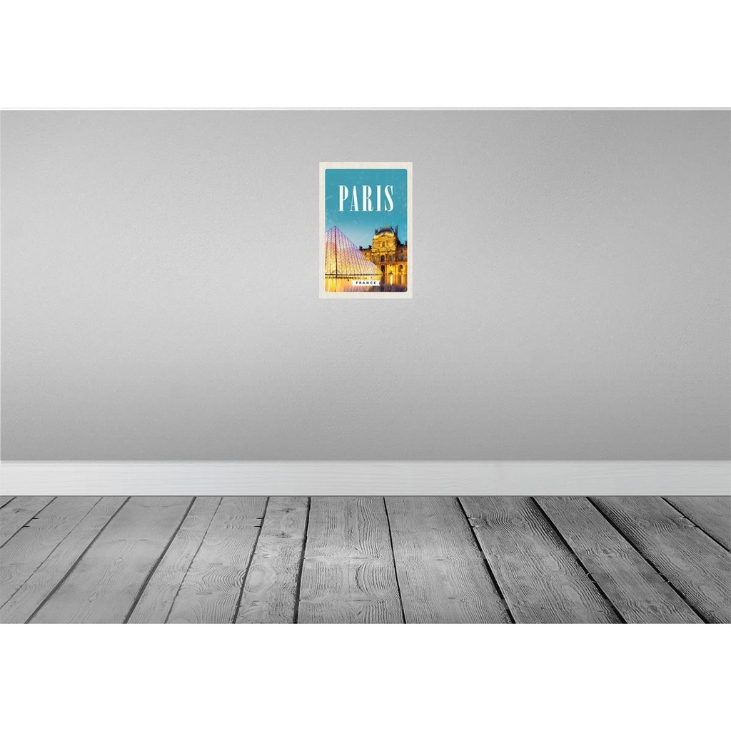 [LA-130248-H] Holzschild 30x20 cm Paris Frankreich Nacht Architektur Bild 2