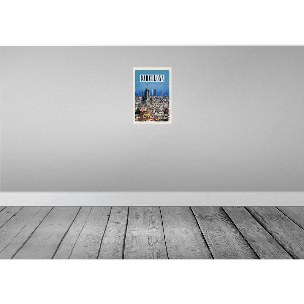 [LA-130250] Blechschild 30x20 cm Barcelona Spanien Blick auf Stadt Bildmotiv Reisemotiv Abenteuer Reisen Urlaub Bild 2