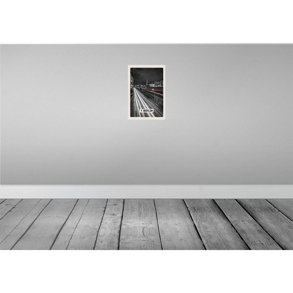 [LA-130347-H] Holzschild 30x20 cm Berlin Deutschland Bahn Nacht Bildmotiv Reisemotiv Abenteuer Reisen Bild 2