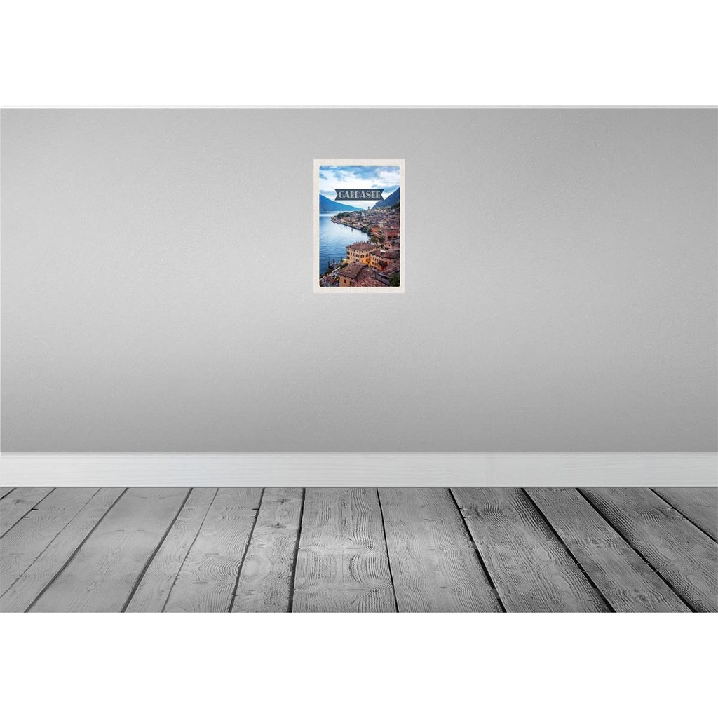 [LA-130416-H] Holzschild 30x20 cm Gardasee Italien Aussicht Stadt See Bildmotiv Reisemotiv Abenteuer Reisen Bild 2