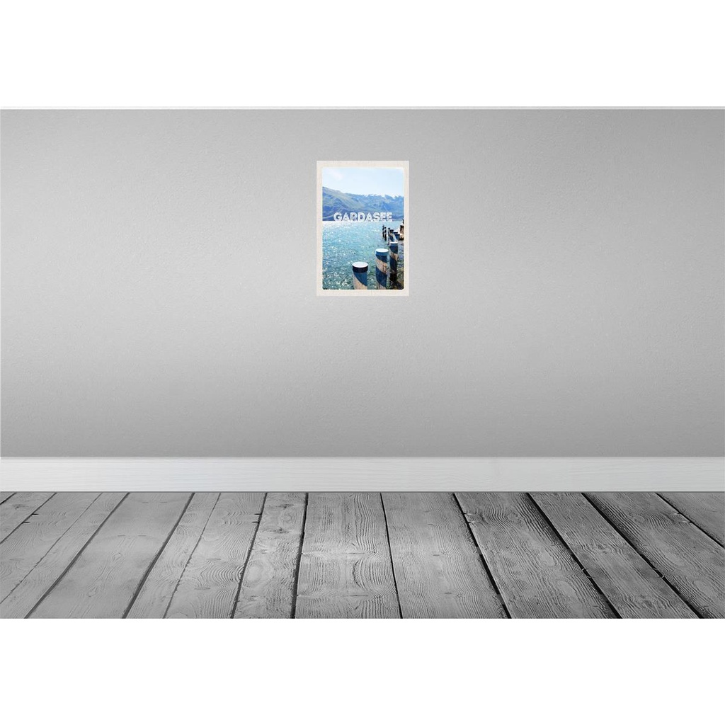 [LA-130418-H] Holzschild 30x20 cm Gardasee Italien See Gebirge Bildmotiv Reisemotiv Abenteuer Reisen Bild 2
