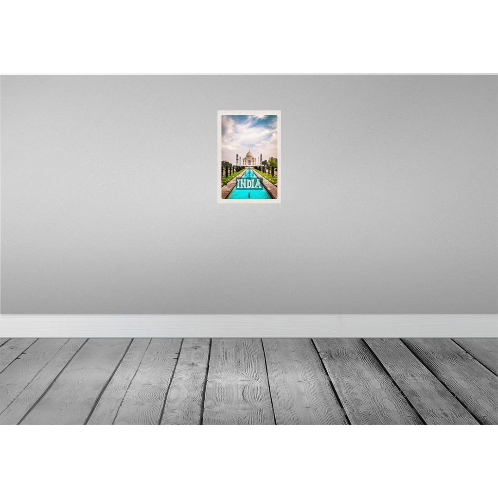 [LA-130424-H] Holzschild 30x20 cm Indien Taj Mahal Moschee Agra Garten Bildmotiv Reisemotiv Abenteuer Reisen Bild 2