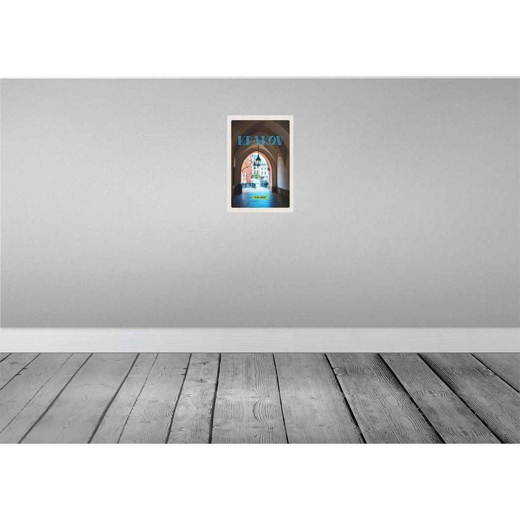 [LA-130467-H] Holzschild 30x20 cm Krakow Gebäude Terasse Sommer Bildmotiv Reisemotiv Abenteuer Reisen Bild 2