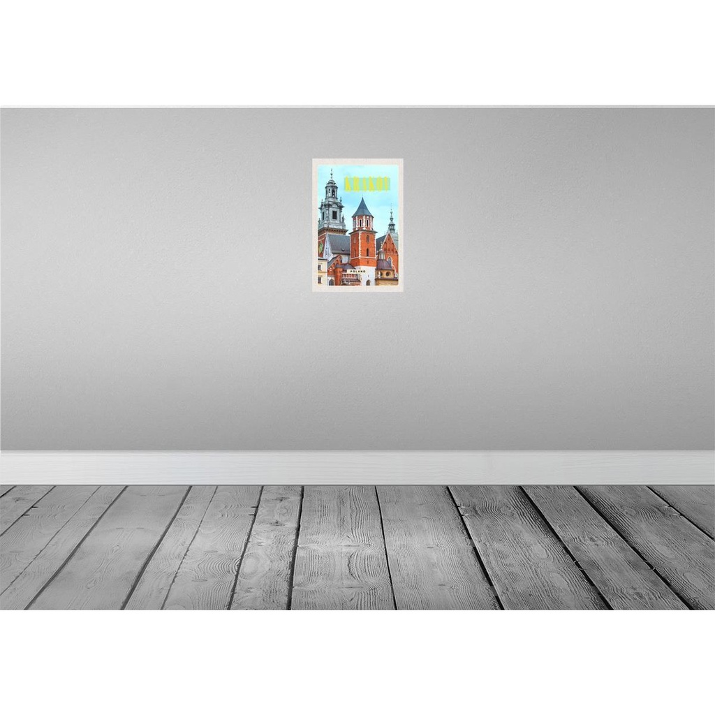 [LA-130472-H] Holzschild 30x20 cm Krakow Polen Eingang Gebäude Stadt Bildmotiv Reisemotiv Abenteuer Reisen Bild 2