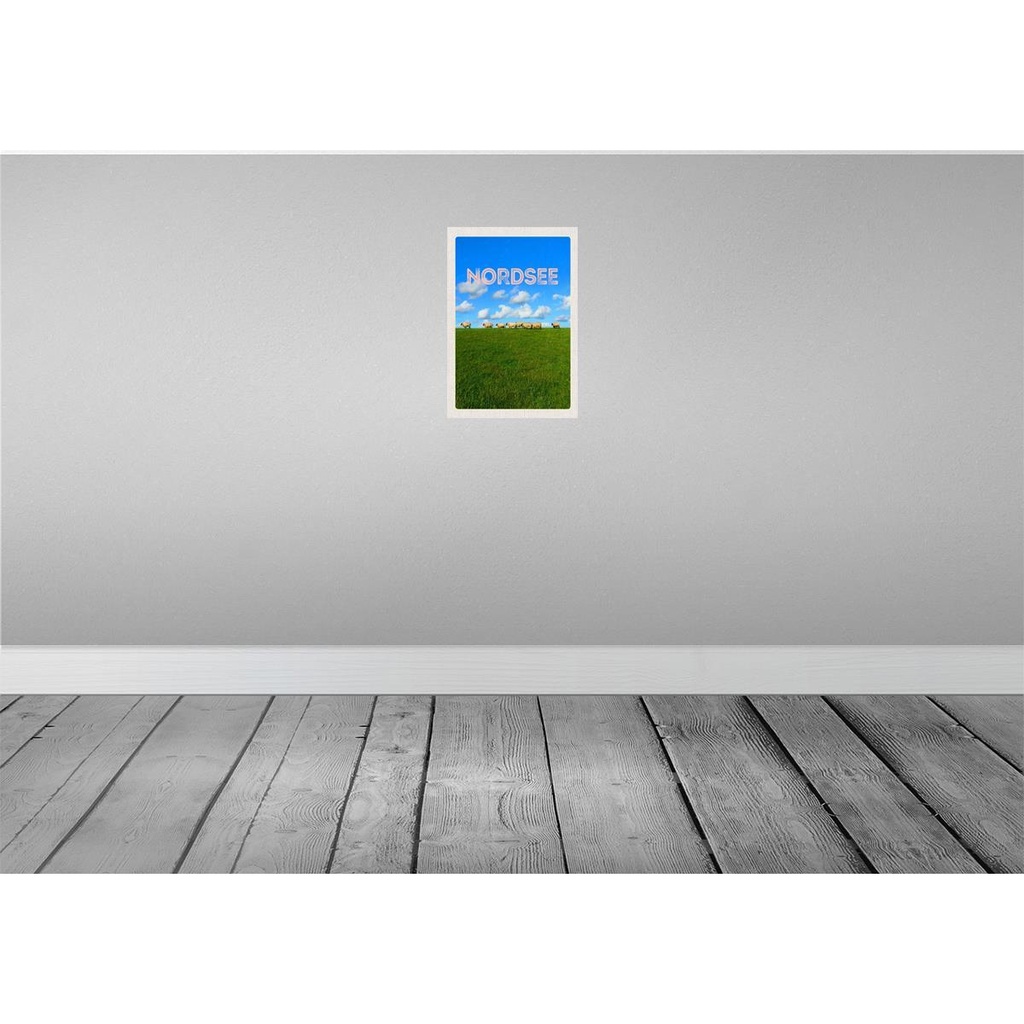 [LA-130502] Blechschild 30x20 cm Nordsee Wolken Wiese Schafe Natur Bildmotiv Reisemotiv Abenteuer Reisen Urlaub Bild 2