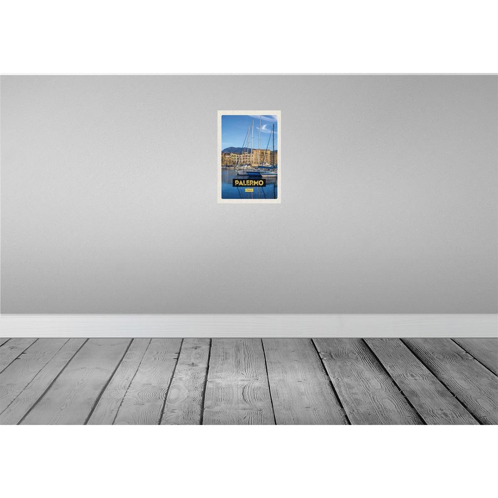 [LA-130531-H] Holzschild 30x20 cm Palermo Italien Meer Boote Bildmotiv Reisemotiv Abenteuer Reisen Bild 2