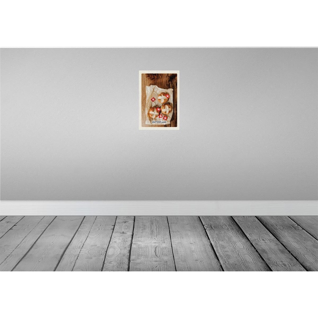 [LA-130538-H] Holzschild 30x20 cm Schweiz Gerichte Laugenknoten Bildmotiv Reisemotiv Abenteuer Reisen Bild 2
