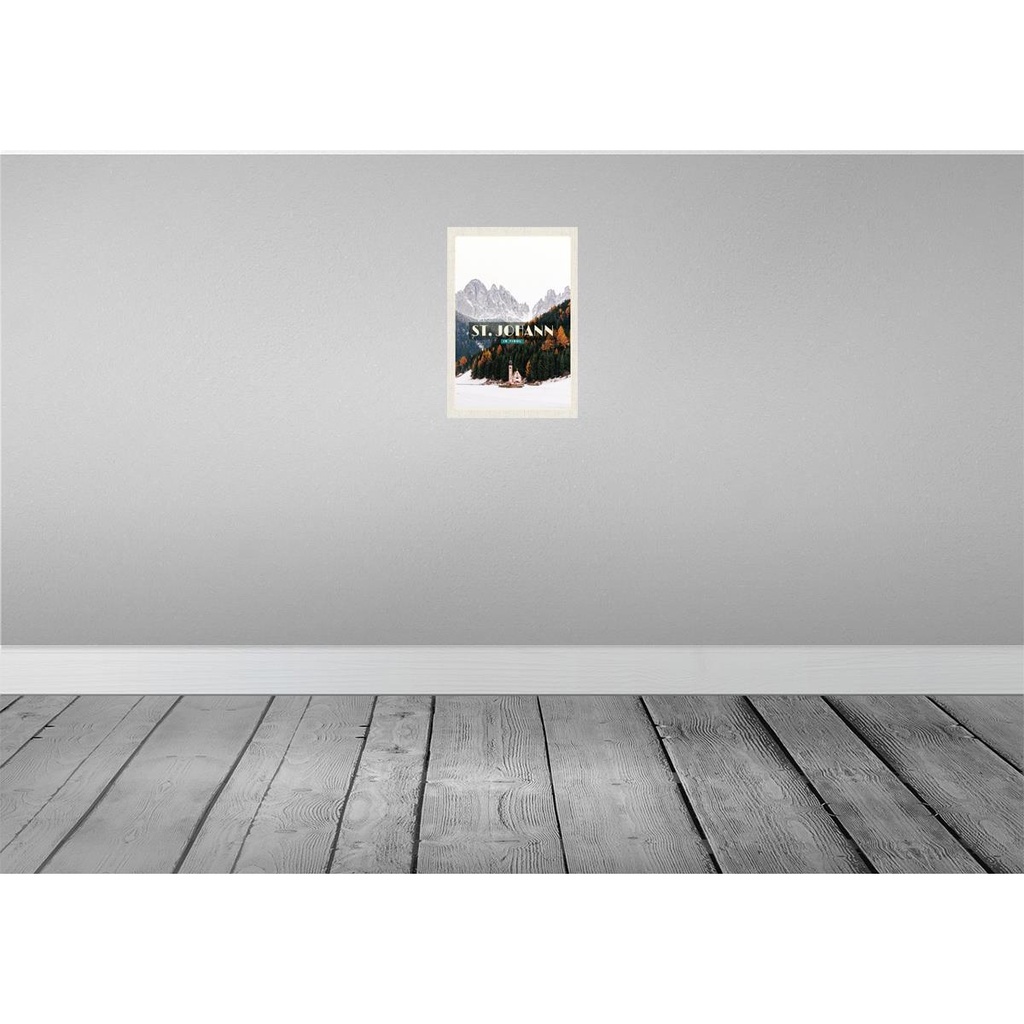 [LA-130564-H] Holzschild 30x20 cm St. Johann Reisen in Tirol Schnee Wald Winter Bildmotiv Reisemotiv Abenteuer Bild 2