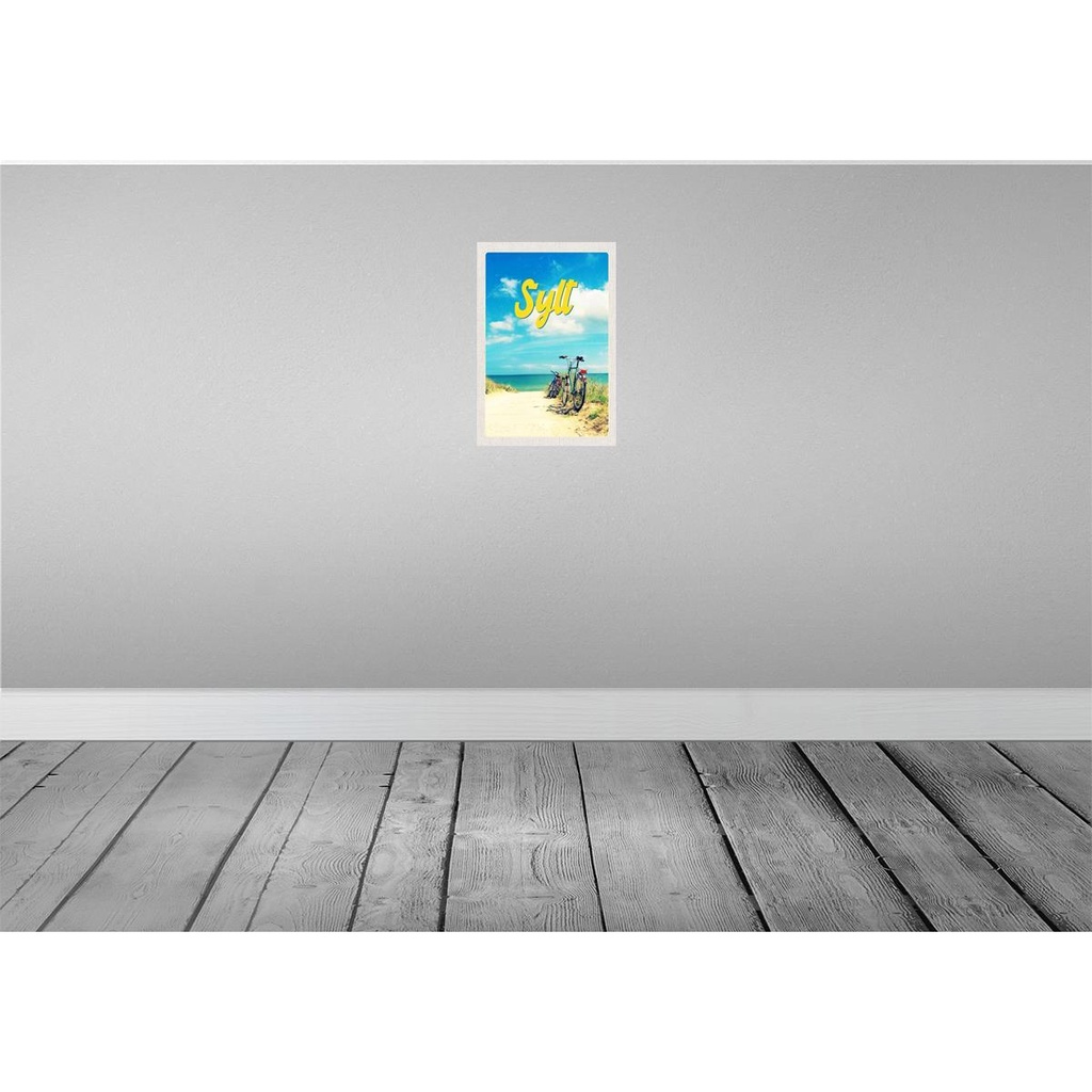 [LA-130595-H] Holzschild 30x20 cm Sylt Strand Meer Sand Sommer Fahrrad Bildmotiv Reisemotiv Abenteuer Reisen Bild 2