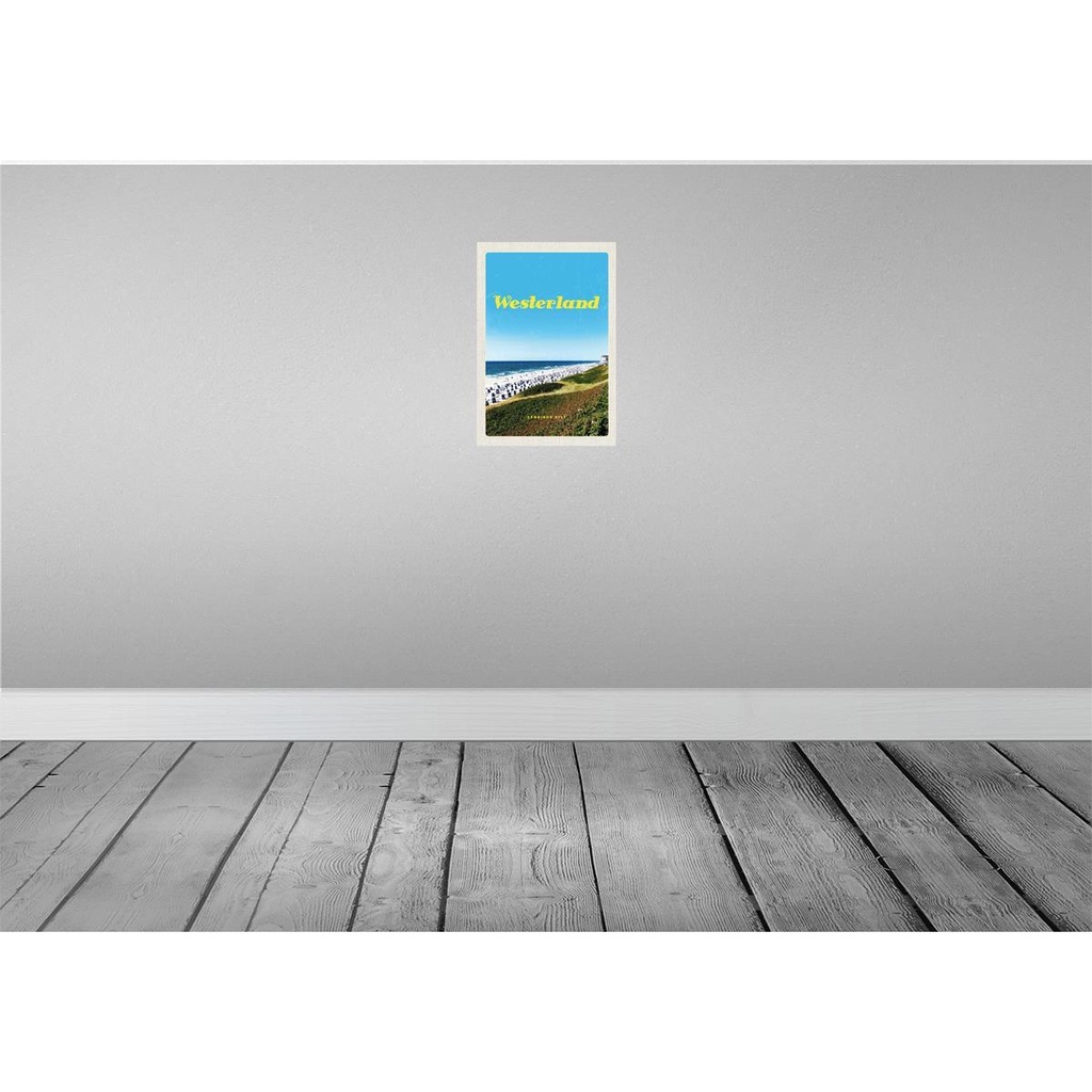 [LA-130637-H] Holzschild 30x20 cm Westerlans Strand Meer Strankörbe Bildmotiv Reisemotiv Abenteuer Reisen Bild 2