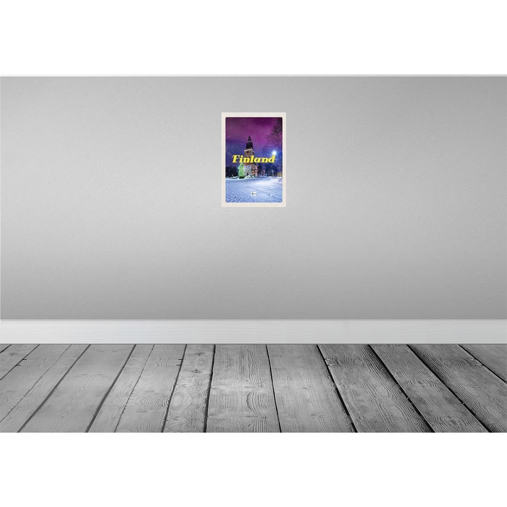 [LA-130702] Blechschild 30x20 cm Finnland Schnee Winter Tannenbaum Bildmotiv Reisemotiv Abenteuer Reisen Urlaub Bild 2
