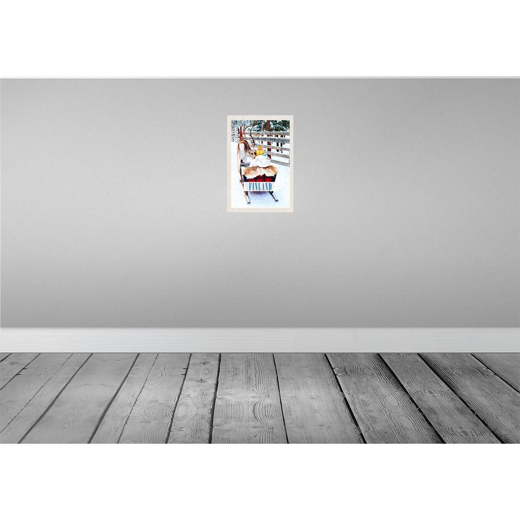 [LA-130704] Blechschild 30x20 cm Finnland Schnee Kind Hirsch Schlitten Bildmotiv Reisemotiv Abenteuer Reisen Urlaub Bild 2