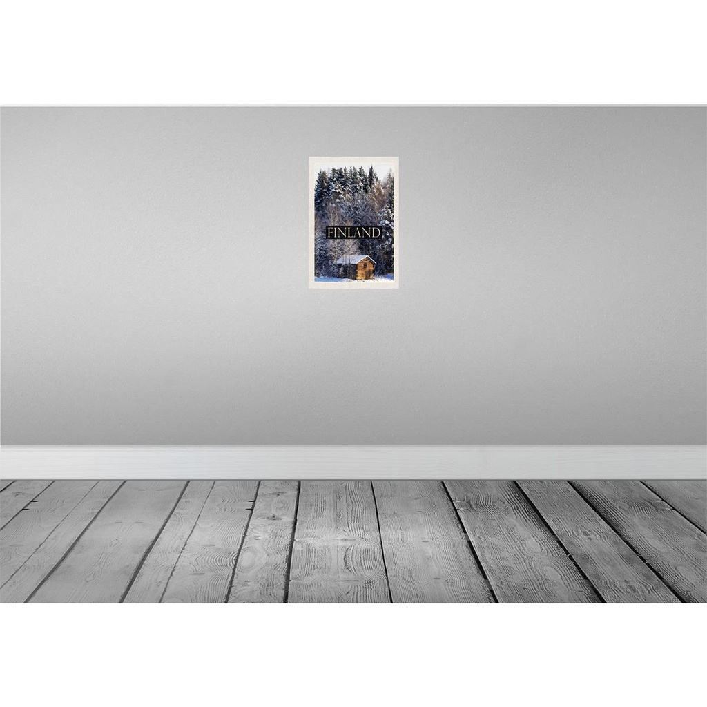 [LA-130709-H] Holzschild 30x20 cm Finnland Haus Schnee Wald Winterzeit Bildmotiv Reisemotiv Abenteuer Reisen Bild 2