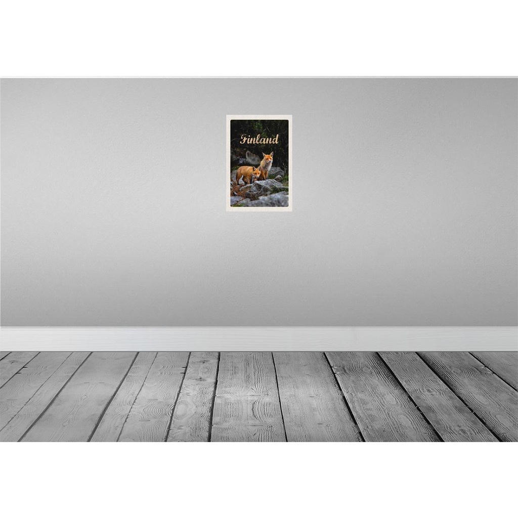 [LA-130717-H] Holzschild 30x20 cm Finnland Füchse Wald Tiere Natur Bildmotiv Reisemotiv Abenteuer Reisen Bild 2