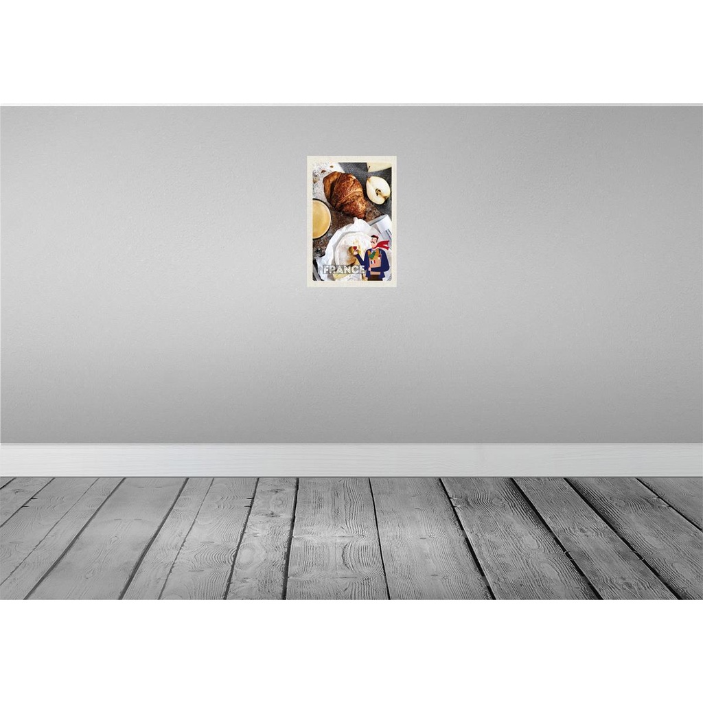 [LA-130738-H] Holzschild 30x20 cm Frankreich Kaffee Croissant Birne Bild 2