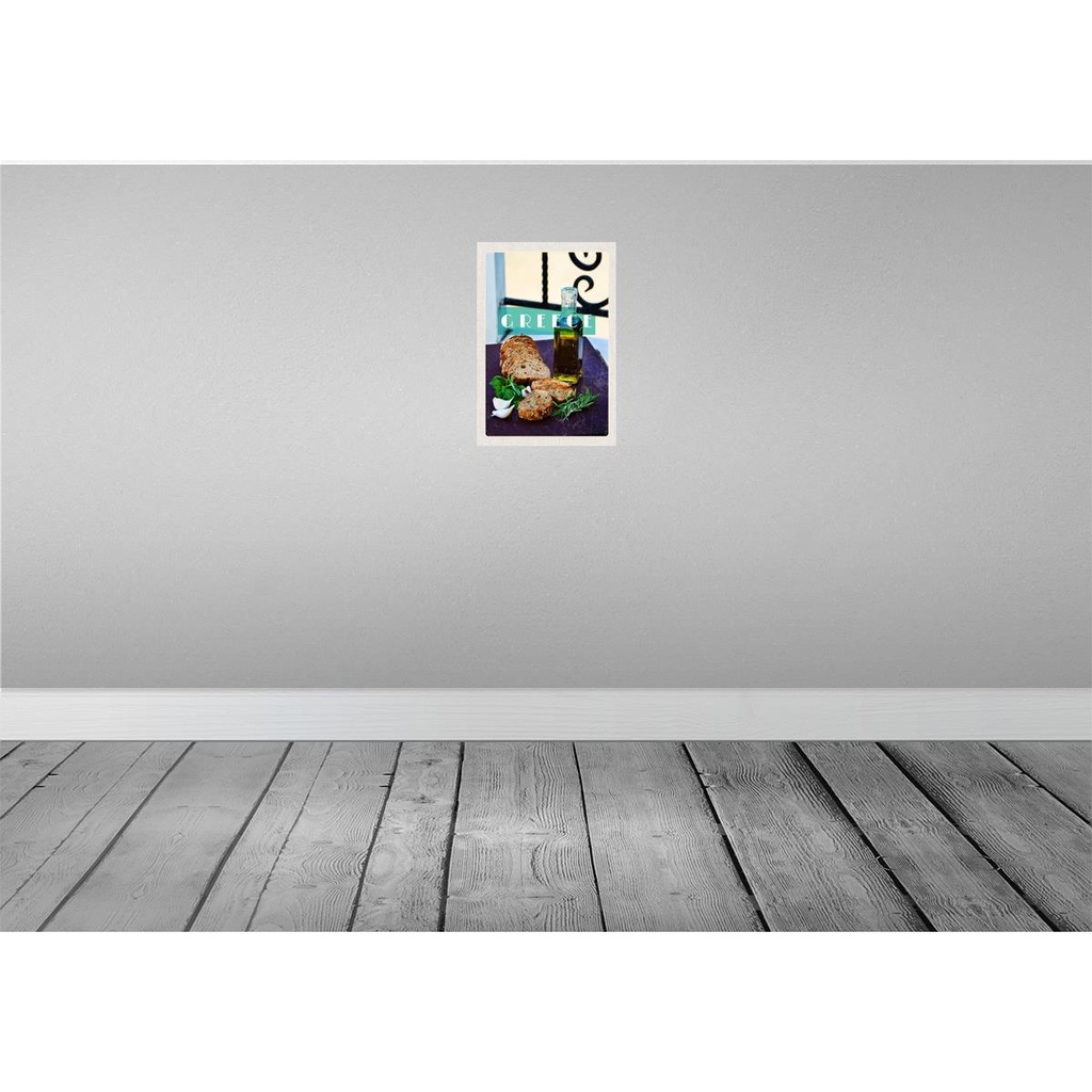 [LA-130749-H] Holzschild 30x20 cm Greece Griechenland Öl Knoblauch Brot Bildmotiv Reisemotiv Abenteuer Reisen Bild 2